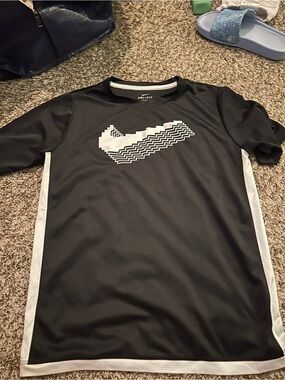 Nike Black Athletic Dri-FIT Tee with White Logo